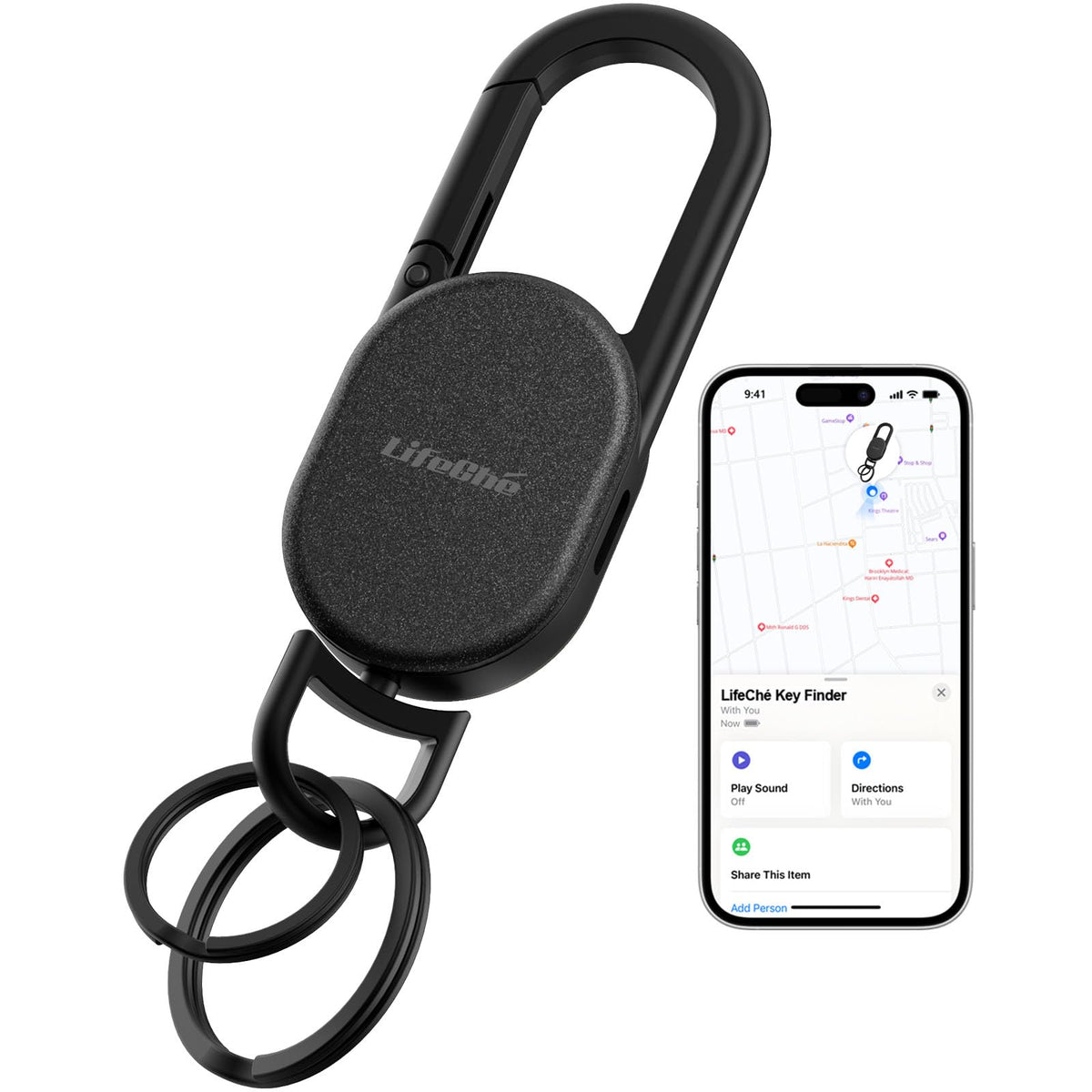 LifeChé keychain anti-loss tracker with GPS helps locate keys quickly