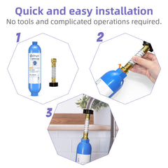 lifeegrn rv-water-filter inlet-outlet connection illustrates easy, reliable hookups.