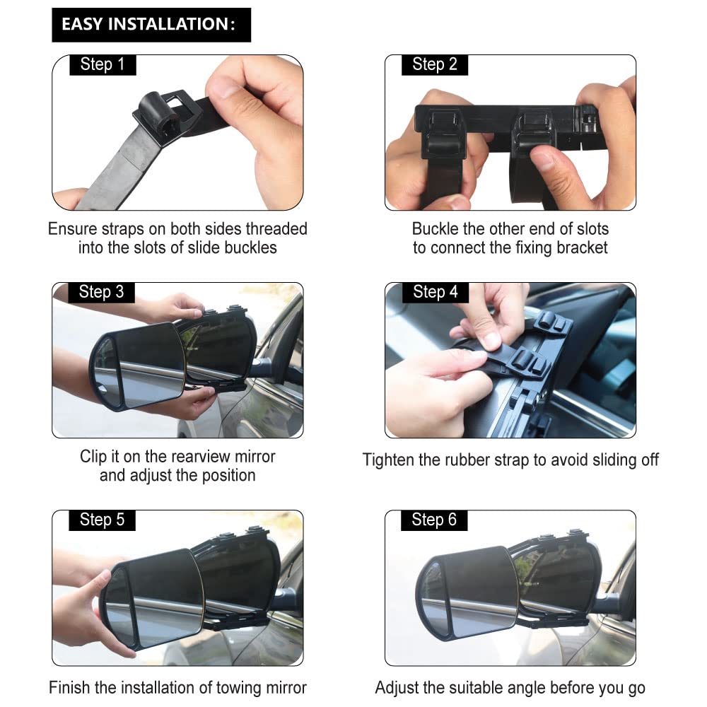 Designed for SUVs, trailers, Jeeps, and trucks to widen visibility.