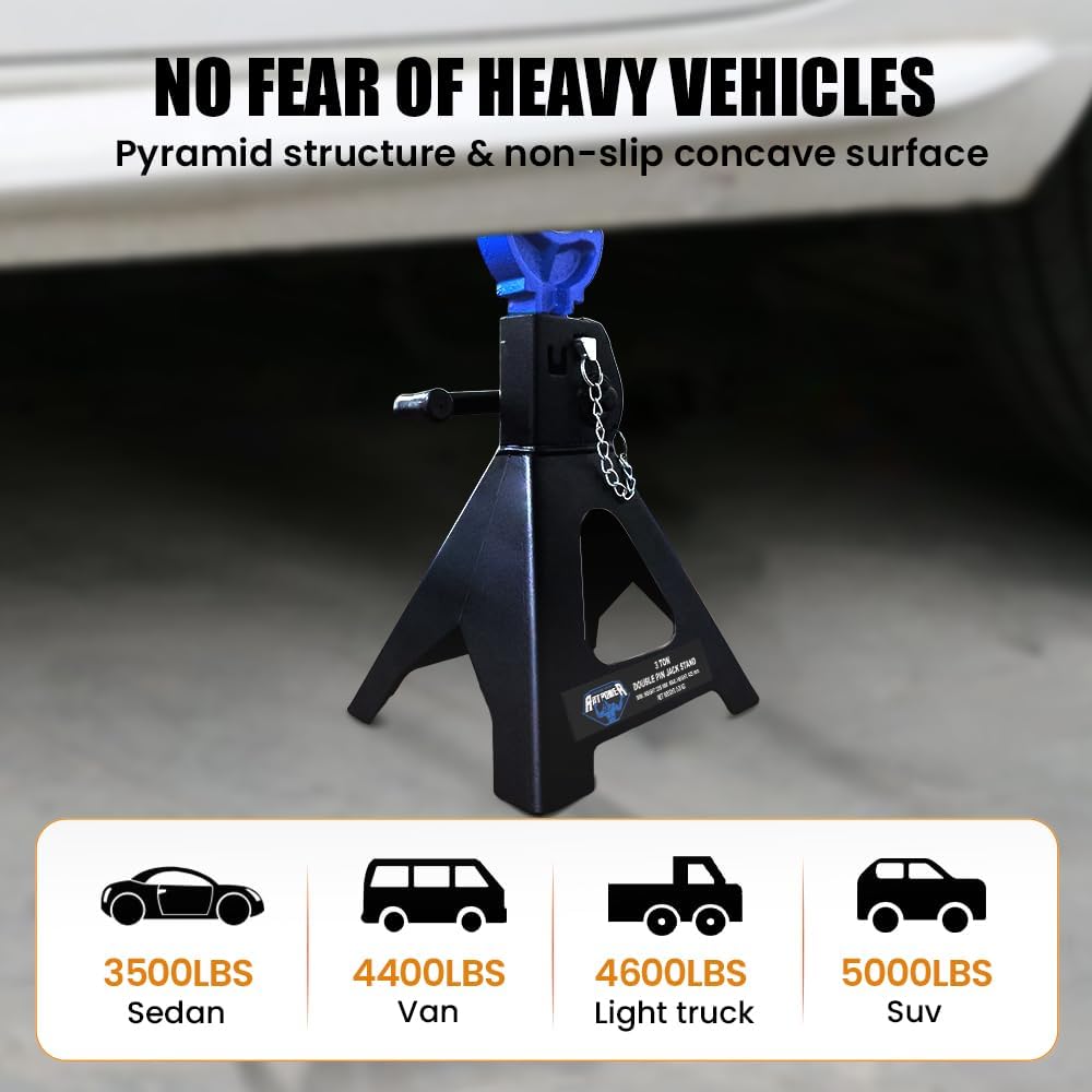 ANTPOWER jack stands in garage setup for maintenance tasks