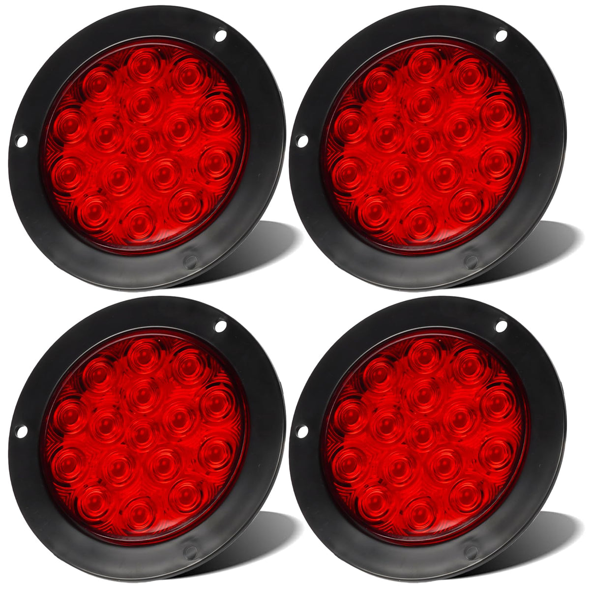 LIGBT 4inch red round taillight with 16 LEDs for trailer visibility