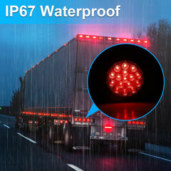 LIGBT round trailer light installed on vehicle shows three-wire wiring and ground mounting.