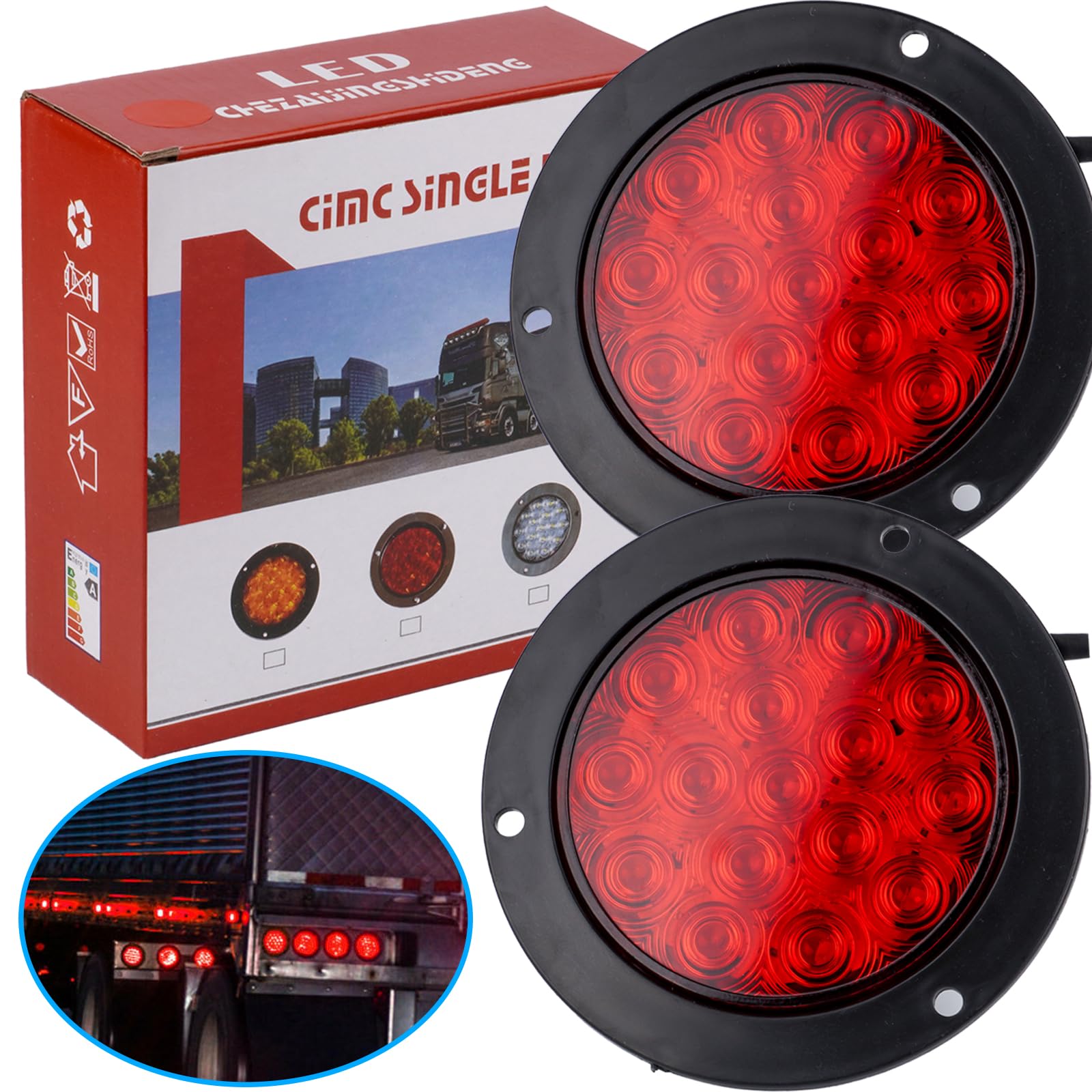 LIGBT durable round light with wide angle illumination for boats and trucks.