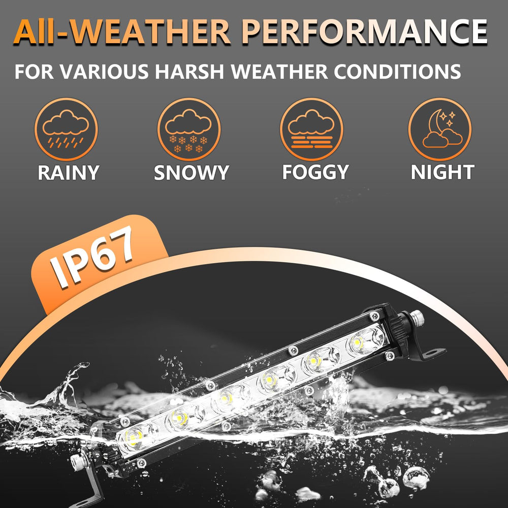 LightBoss Slim LED Bar 7inch IP67 design withstands rain and dust
