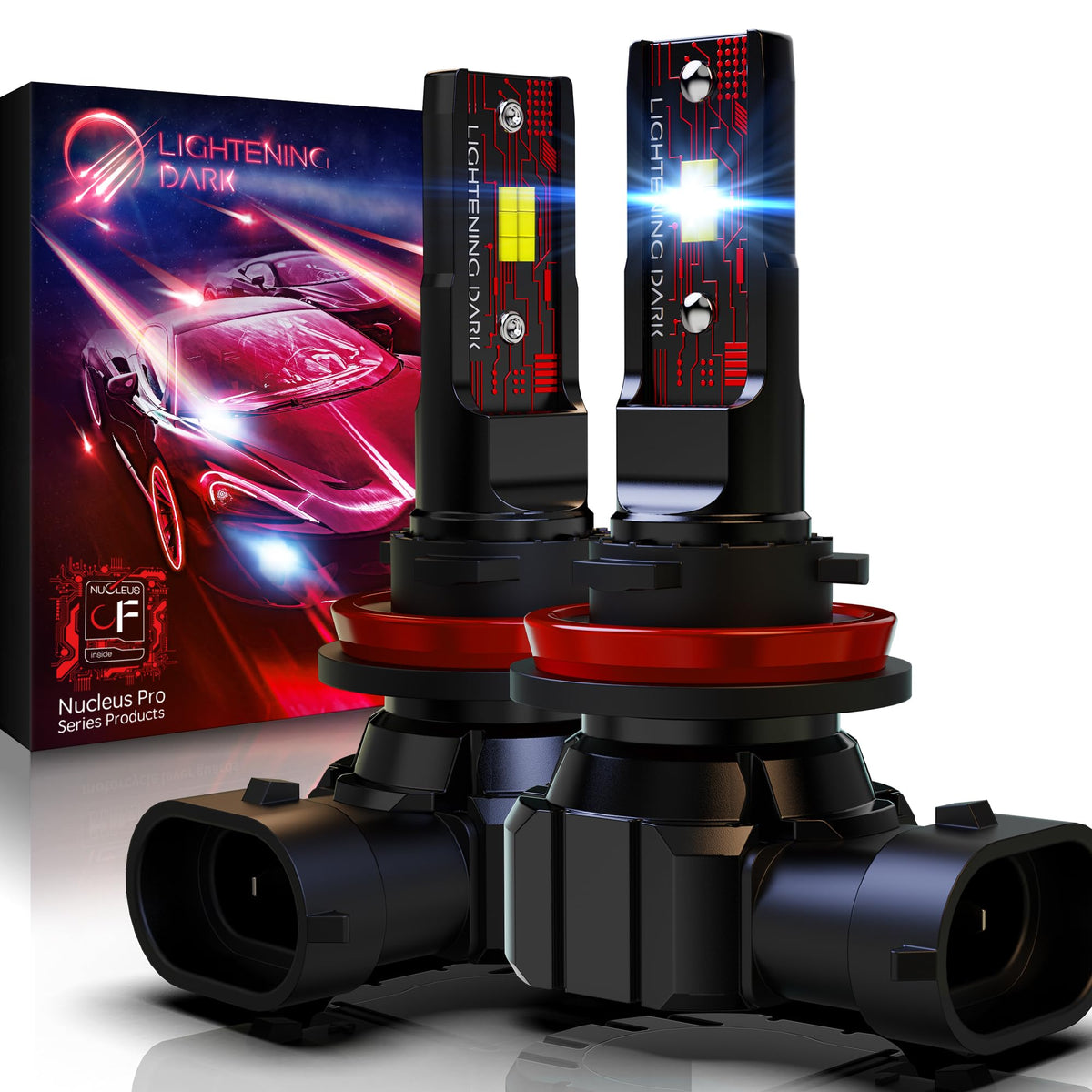 LIGHTENING DARK H11 fog bulb pack 2 for strong, even fog lighting
