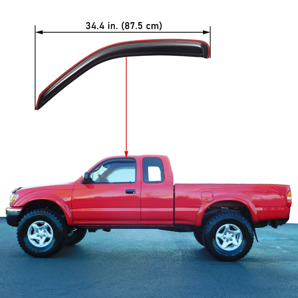 Lightronic Tacoma window visor side view shows rain guard and debris protection.