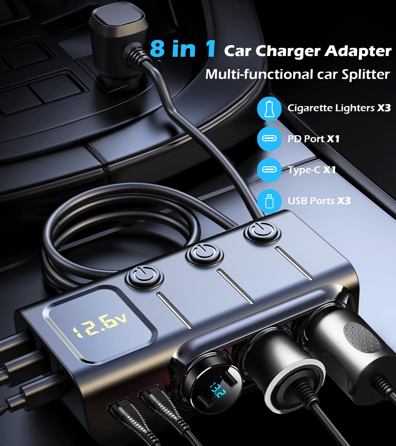 LIHAN backseat-ready power cord for passenger access