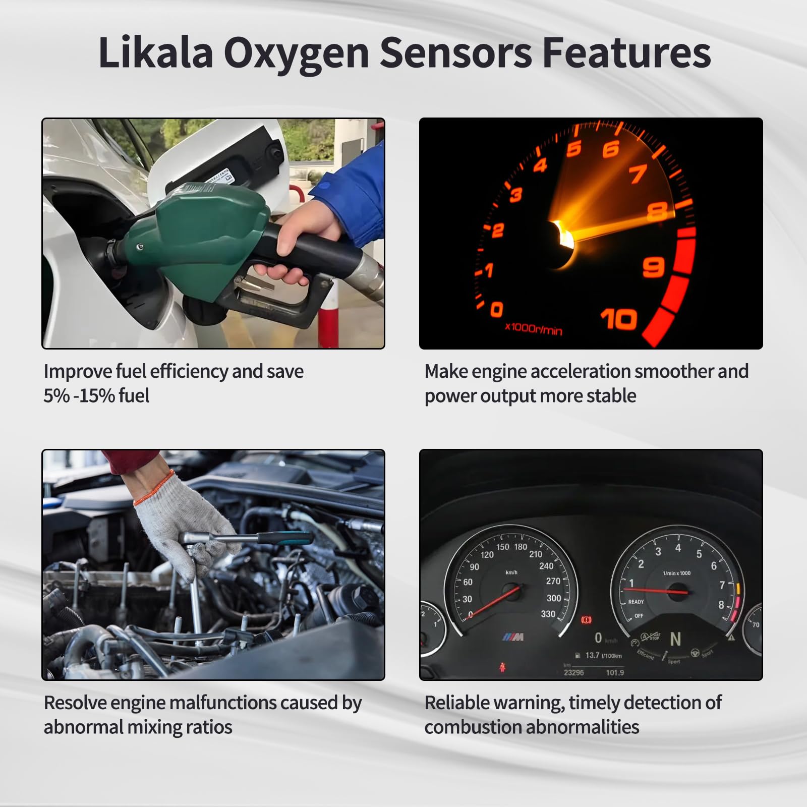Likala dual O2 sensor kit shown as two-piece replacement.
