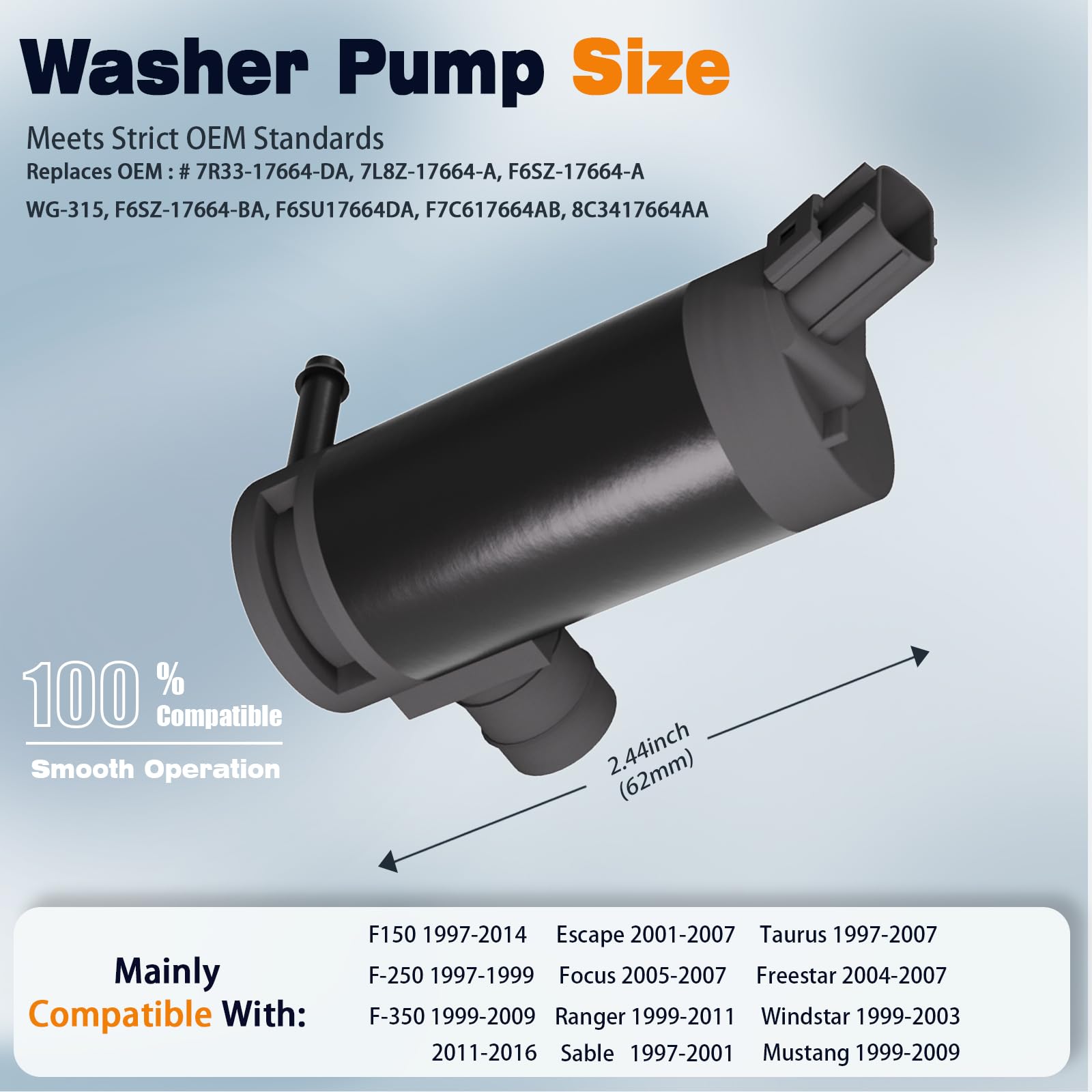 LILJUECE pump with 2-meter hose extended reach for wide windshield spraying.