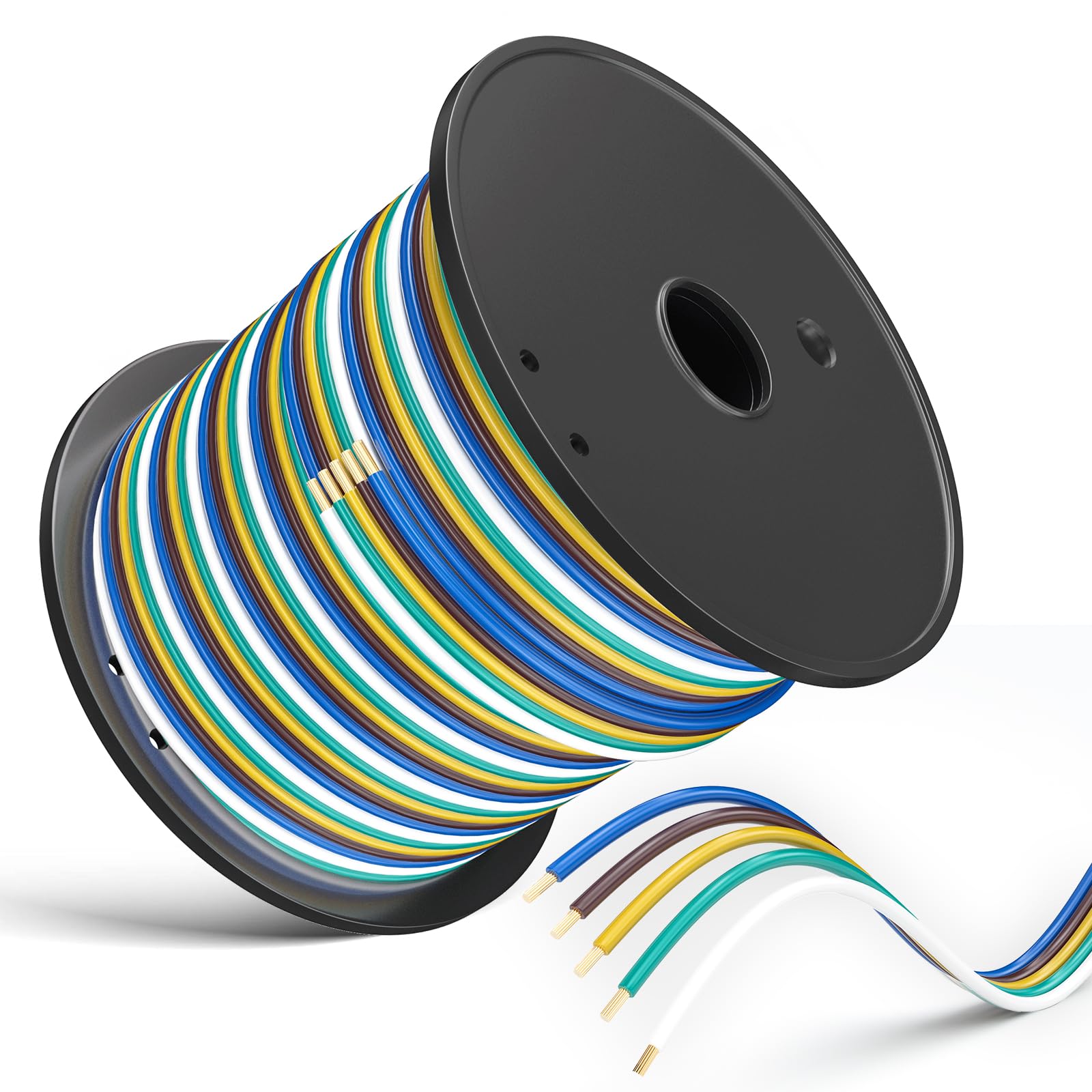 LIMICAR 100FT 5-Way wiring spool for full trailer rewiring with color-coded conductors