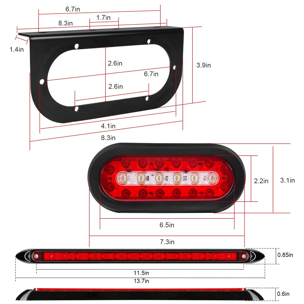 LIMICAR 13.8-inch light bar provides bright third brake signaling for night trailer use.
