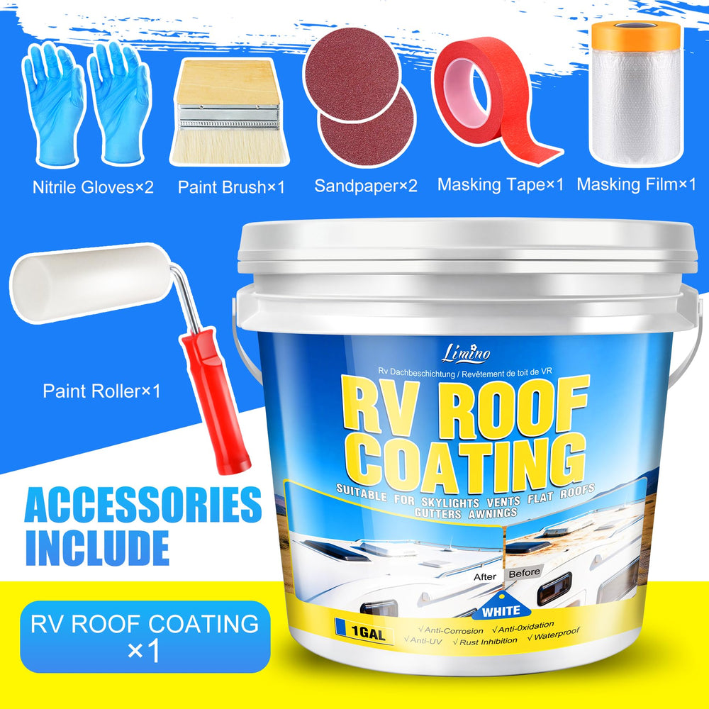 Limino RV Roof Coating White roller application demonstrates large-area coverage