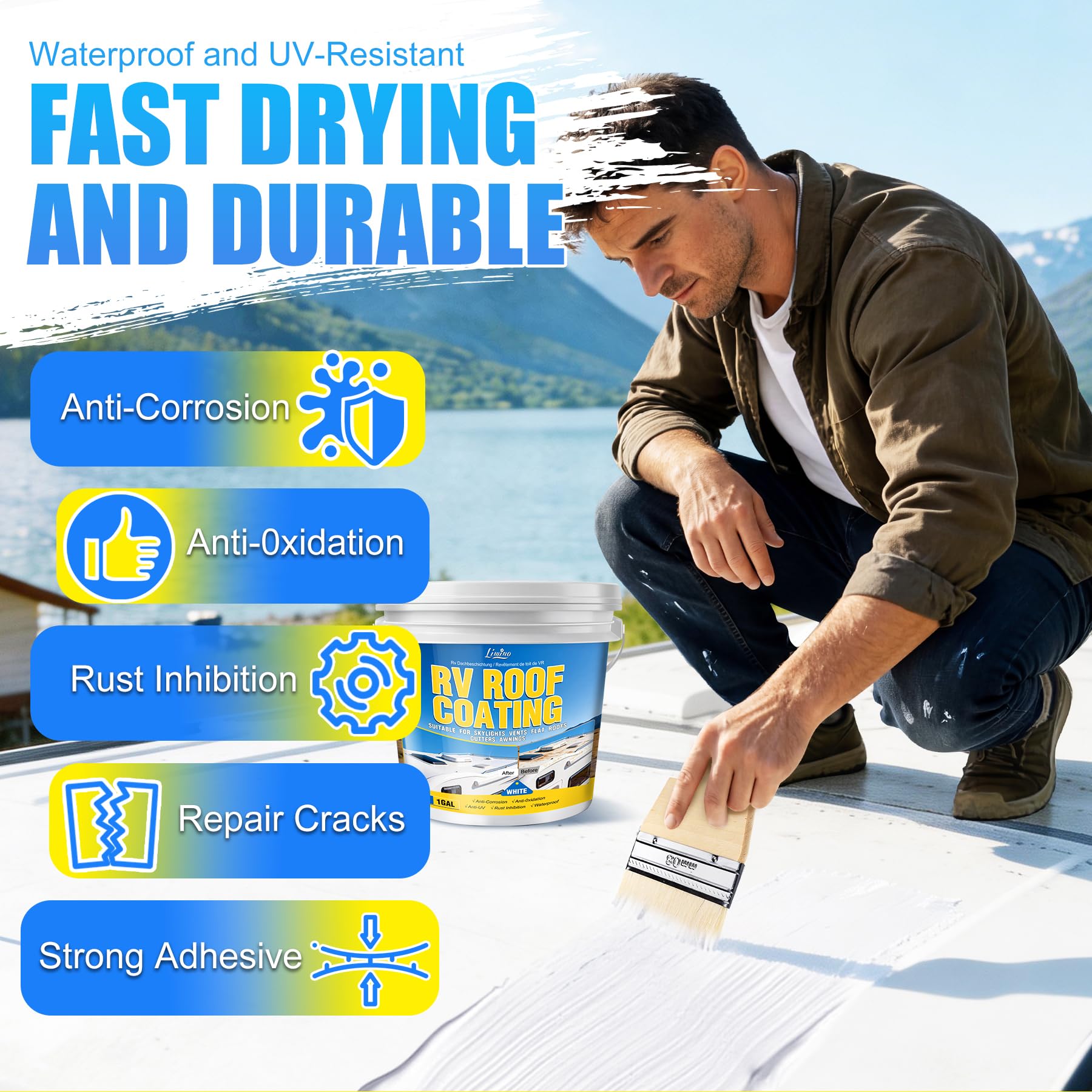 Limino RV Roof Coating White sun reflection highlights interior cooling potential