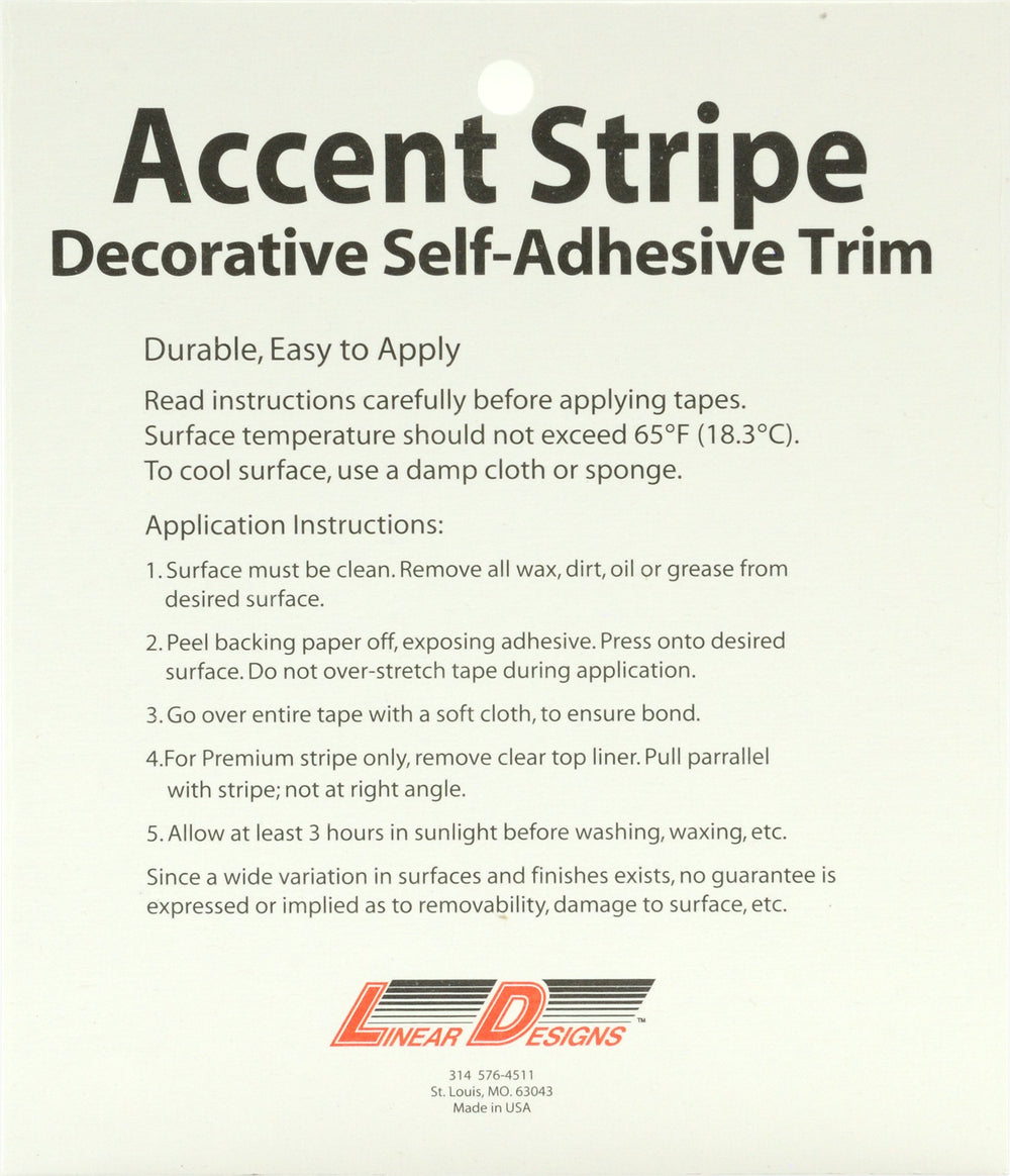 Linear Designs Solid Stripe 1in wide edge application on surface for clean lines.