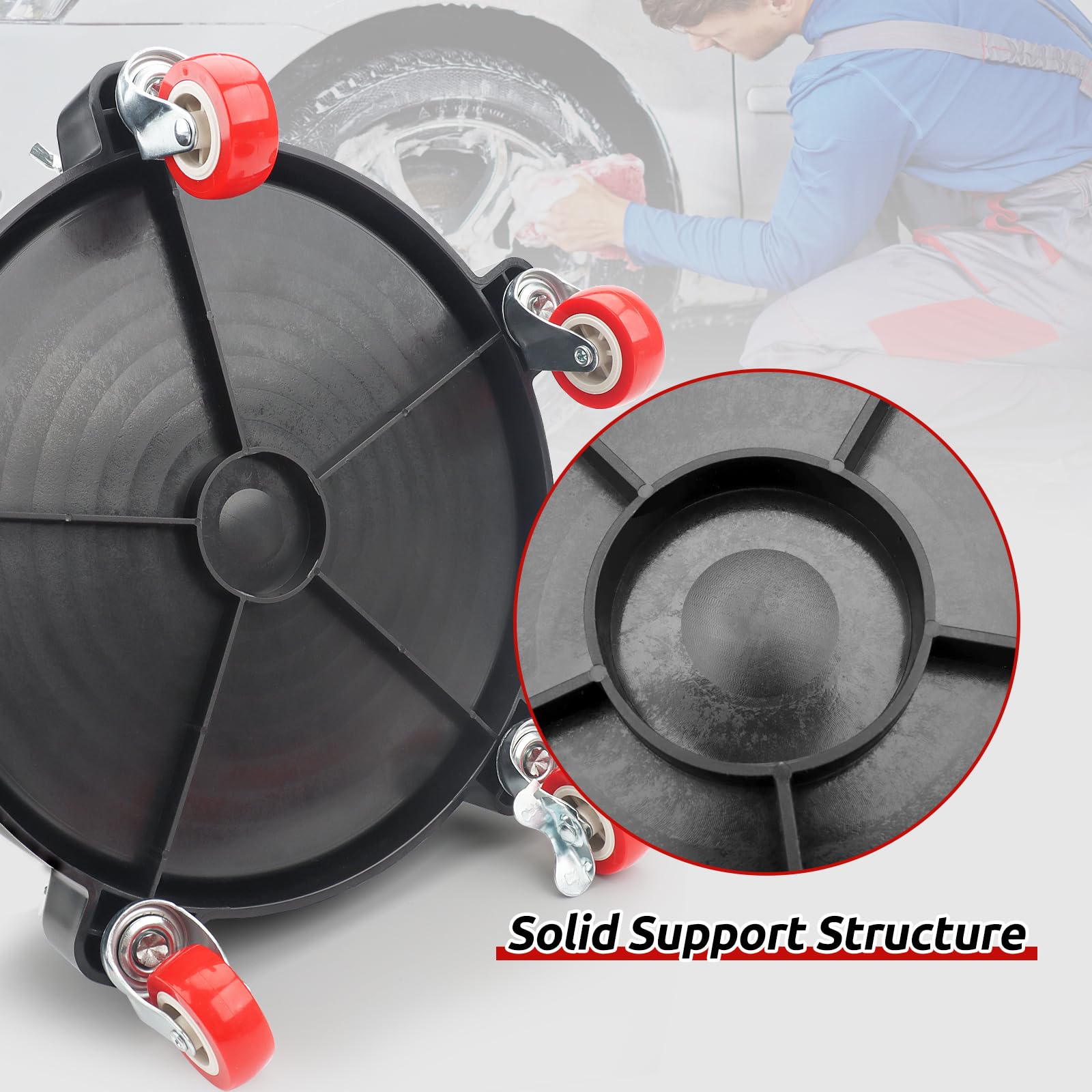 Linforking bucket dolly 360-degree casters enable easy direction changes.