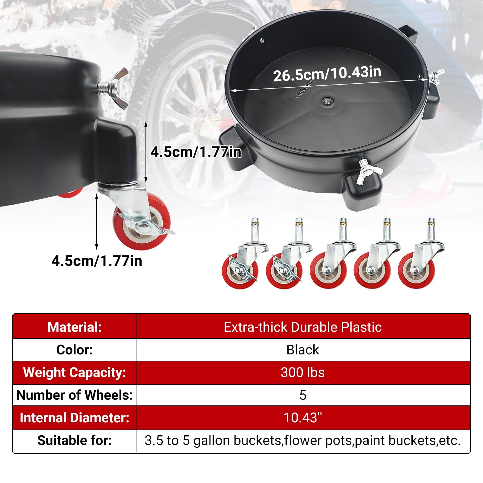 Linforking bucket dolly five-gallon fit safely holds your bucket.