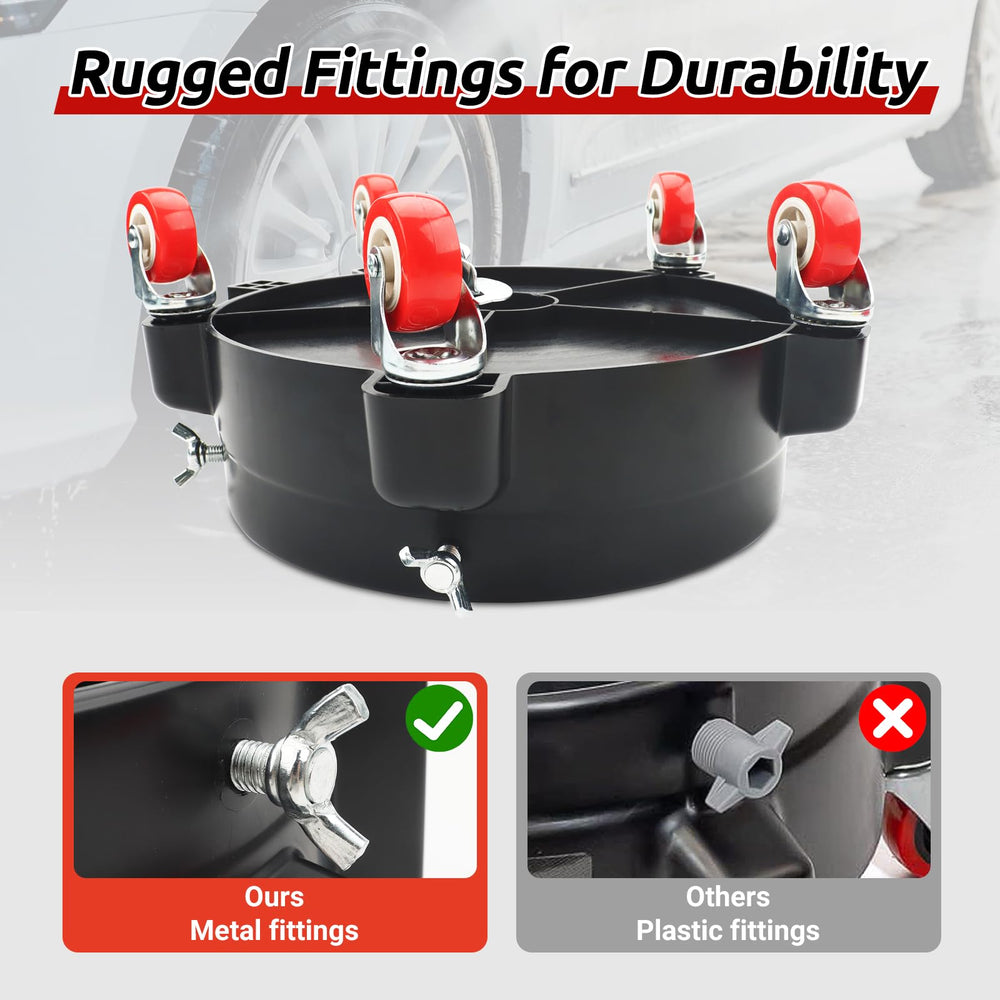 Linforking bucket dolly locking casters keep the bucket steady on slopes.