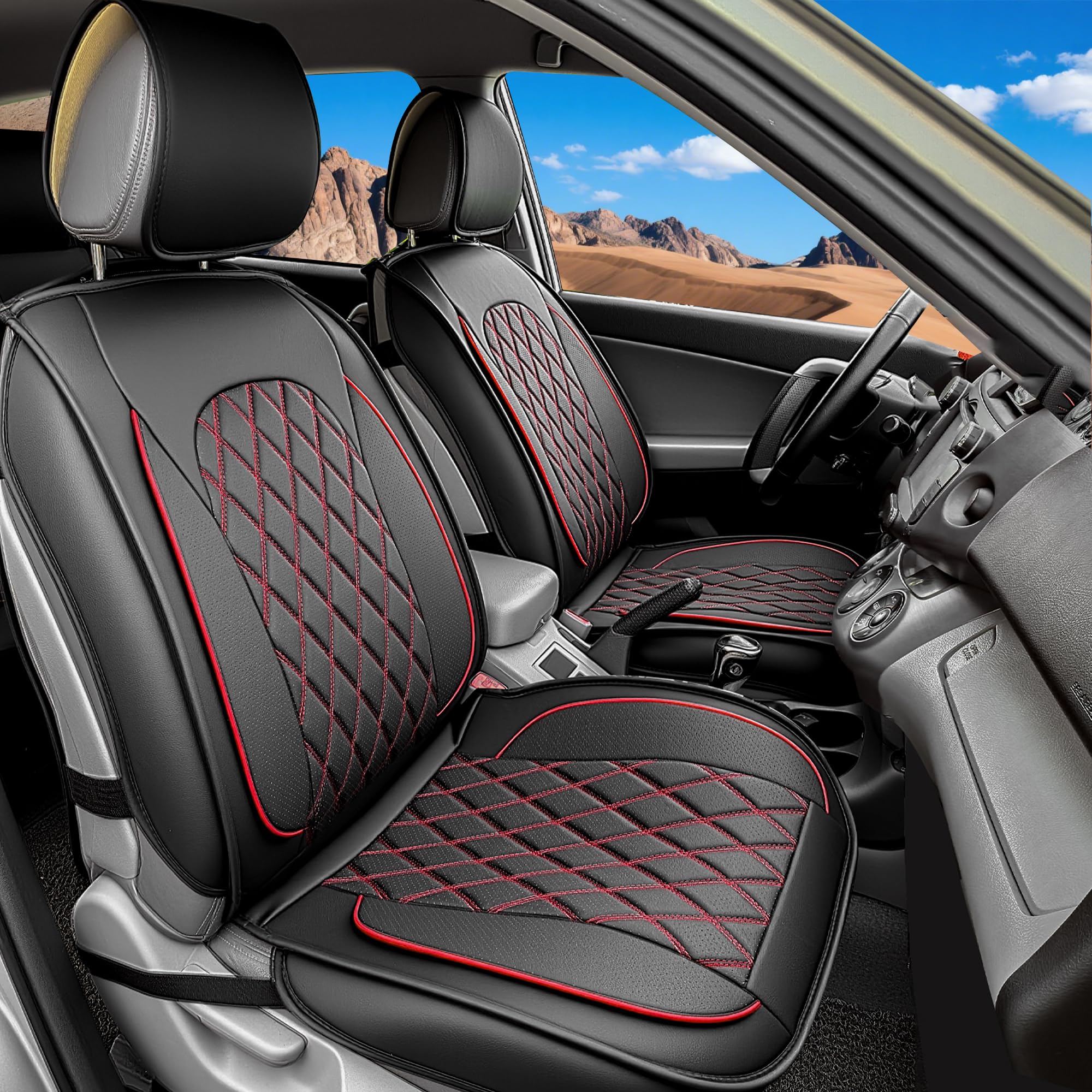 LINGVIDO car seat covers full set front seats in premium perforated Nappa leather for protection.