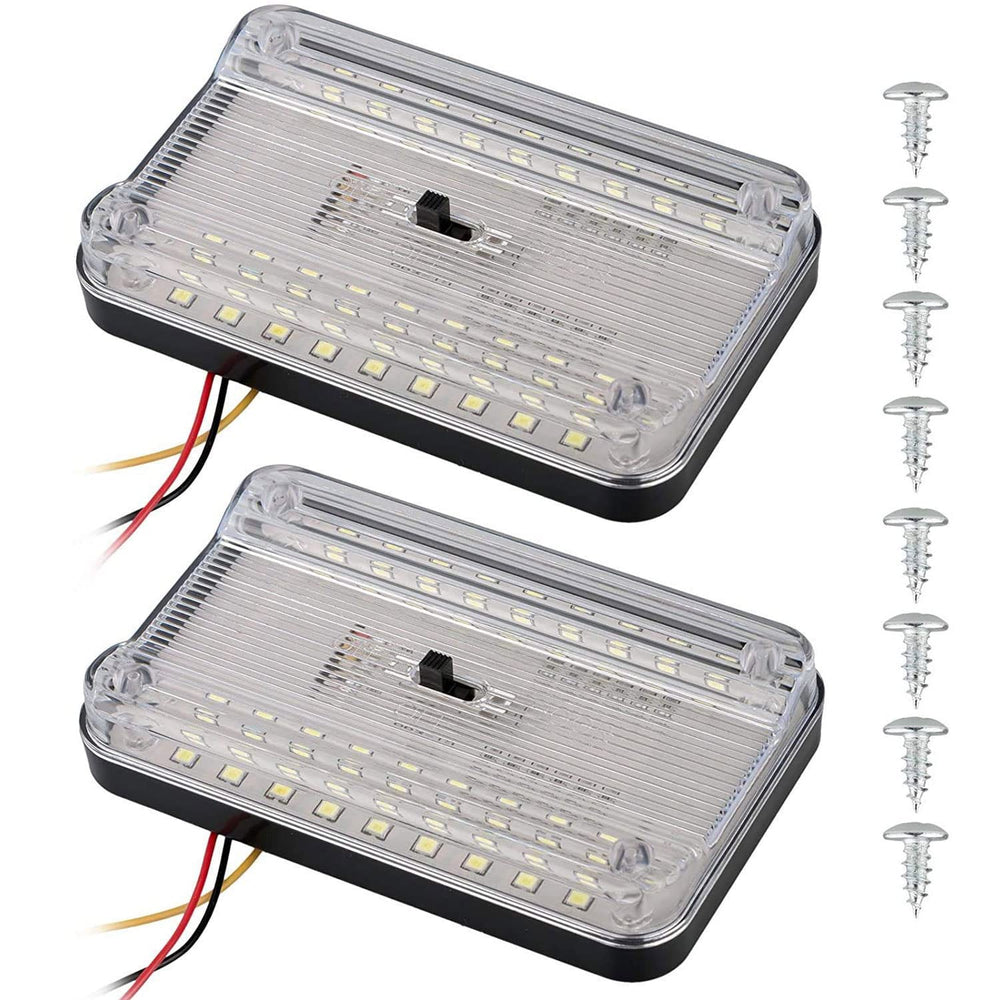 Linkhood 2-pack dome light front view, bright interior illumination for vehicles.