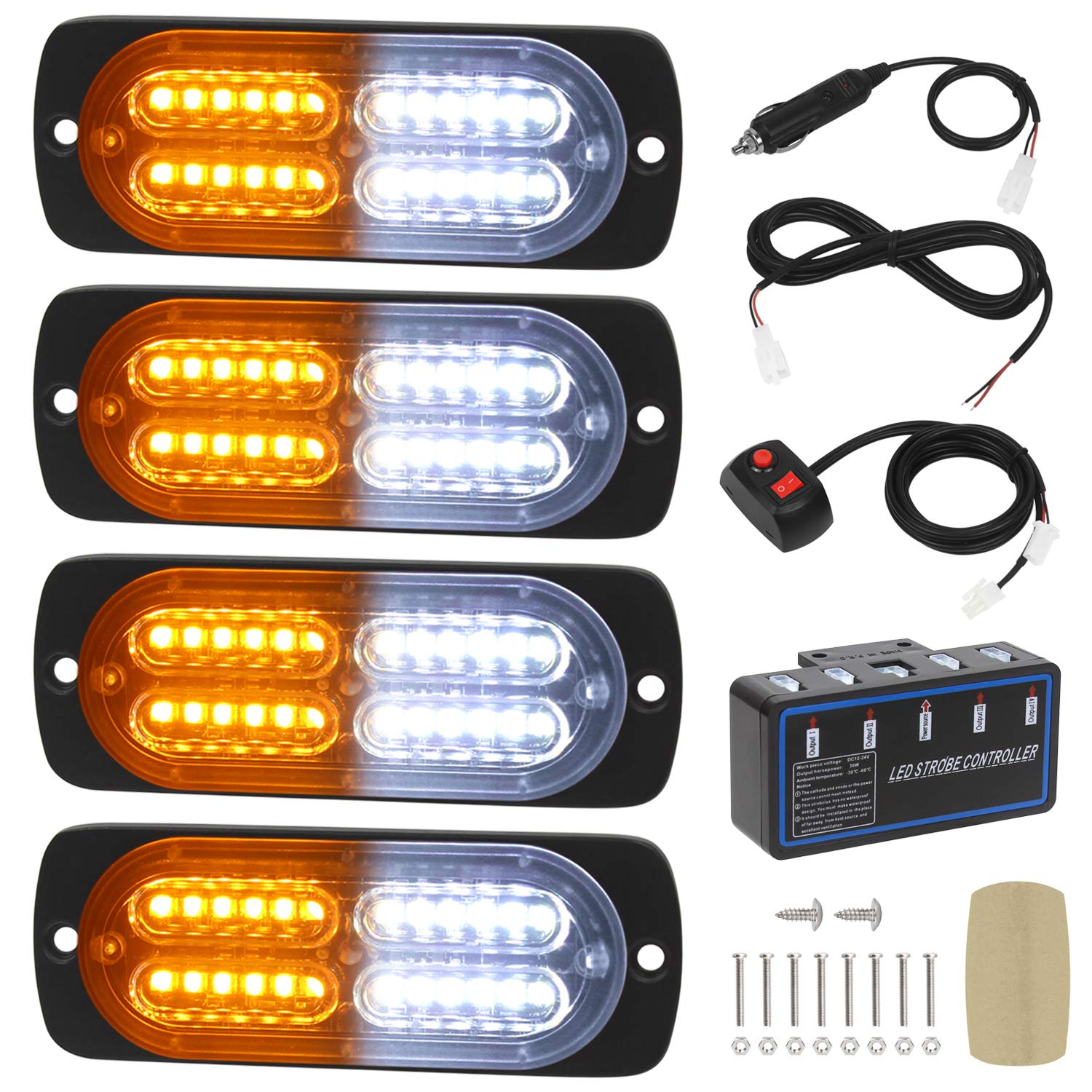 LINKITOM 4-piece strobe lights mounted on grille for high daytime visibility