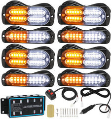 LINKITOM 8pcs strobe lights front view for high visibility on the road.