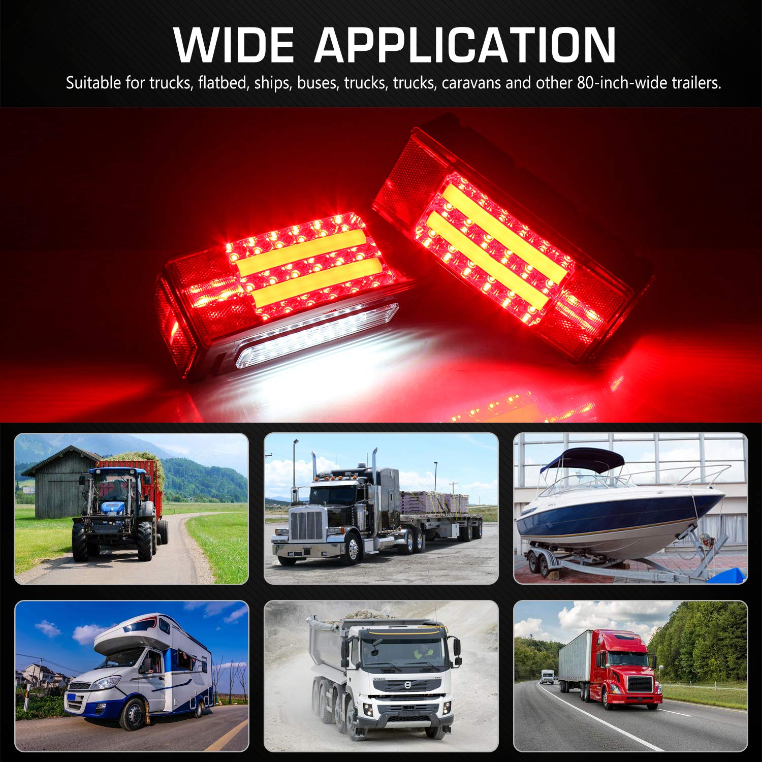 LINKITOM Halo Rectangle Trailer Lights manage water exposure with a drain-hole design.