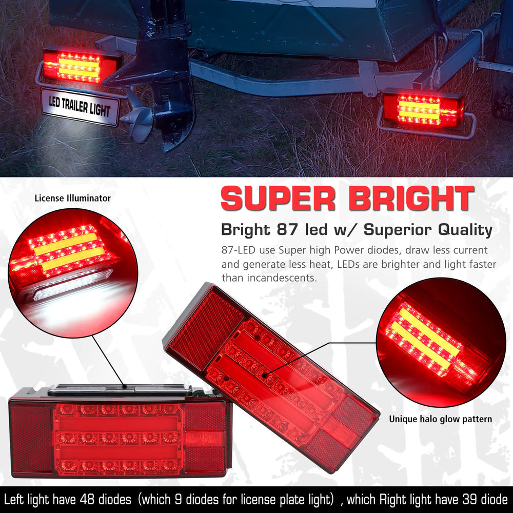 LINKITOM Halo Rectangle Trailer Light right side with stop, tail, and reflector features.