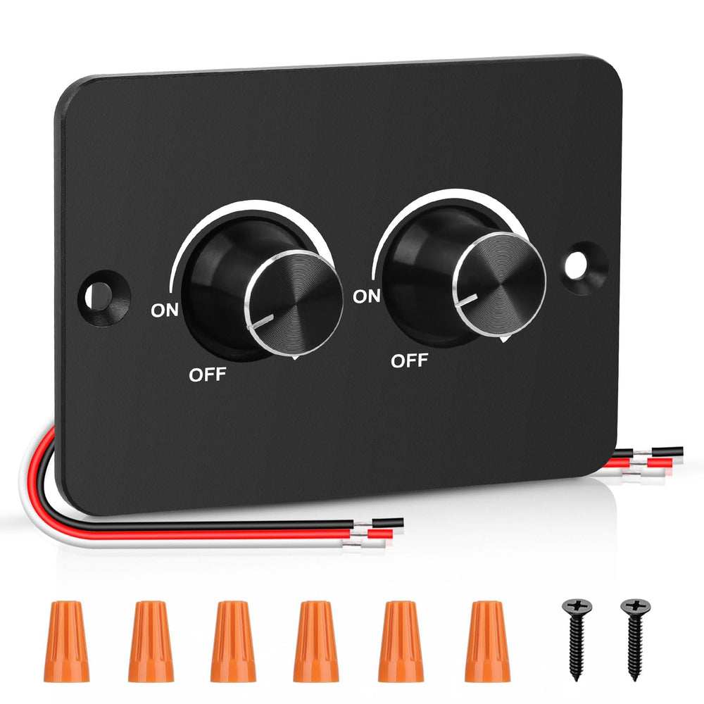 Linkstyle 12V dimmer switch front view showing rugged aluminum housing for durability.