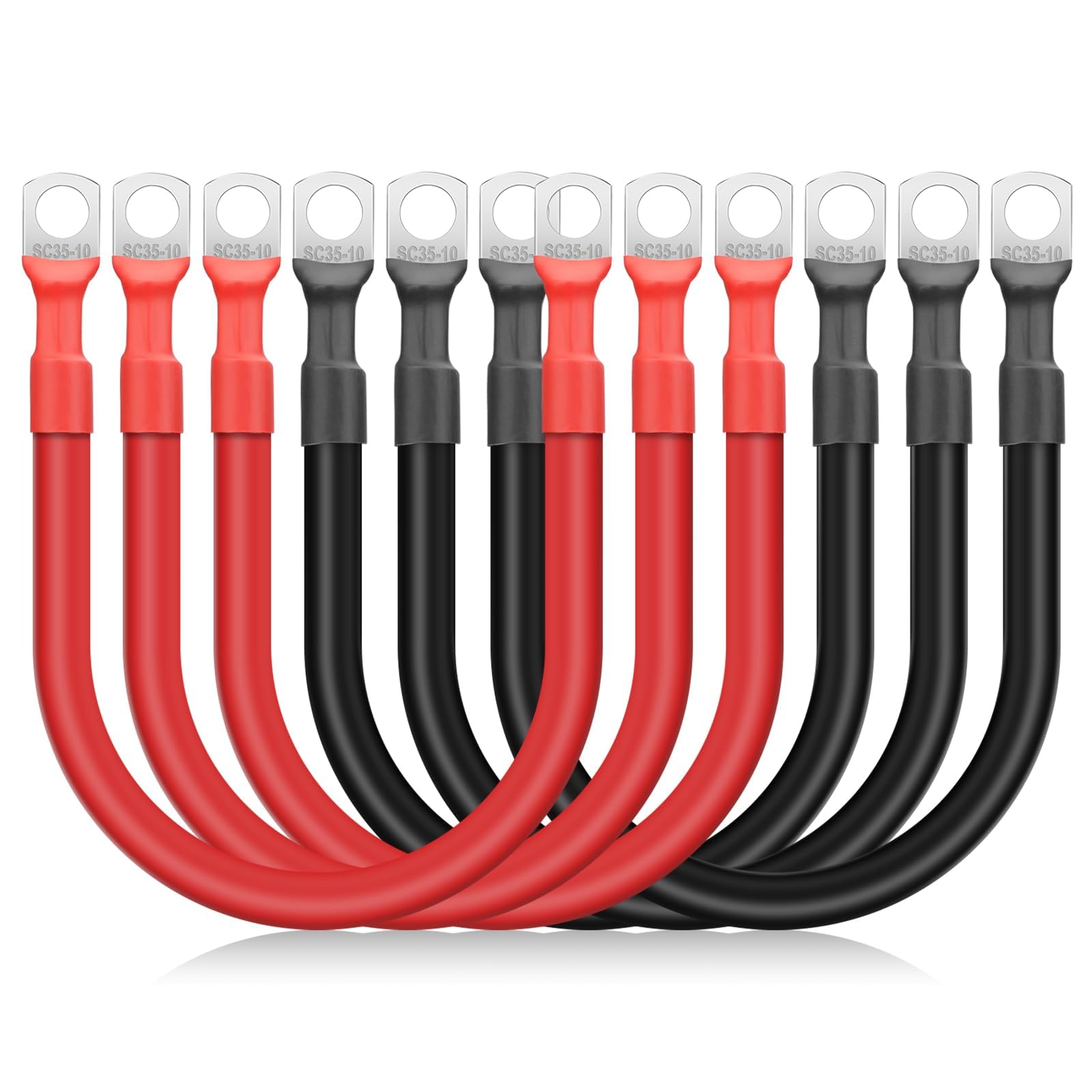 Linkstyle 6PCS 2 AWG red and black cables for robust power connections in vehicles