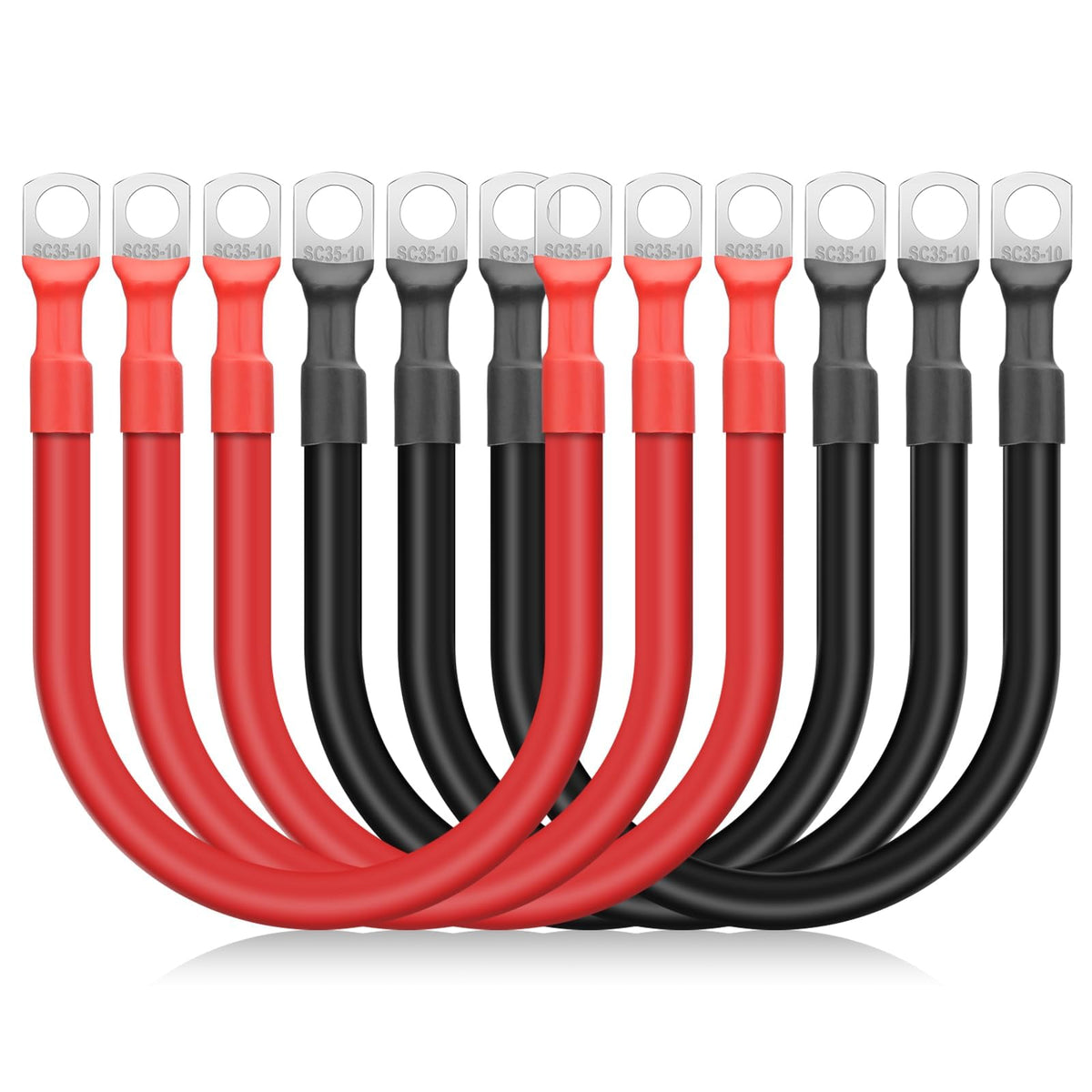 Linkstyle 6PCS 2 AWG red and black cables for robust power connections in vehicles
