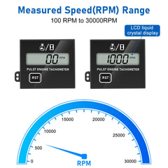 Linkstyle chainsaw tachometer shows RPM for 2- and 4-stroke engines.