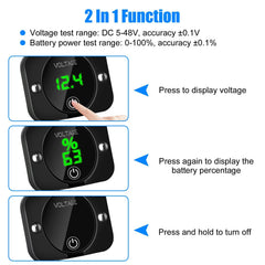 Linkstyle DC voltmeter shows precise 12-24V readings for motorcycles and boats