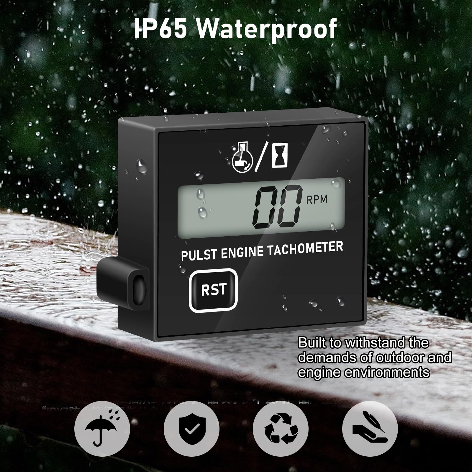 Linkstyle marine engine tachometer provides quick RPM readout at sea.