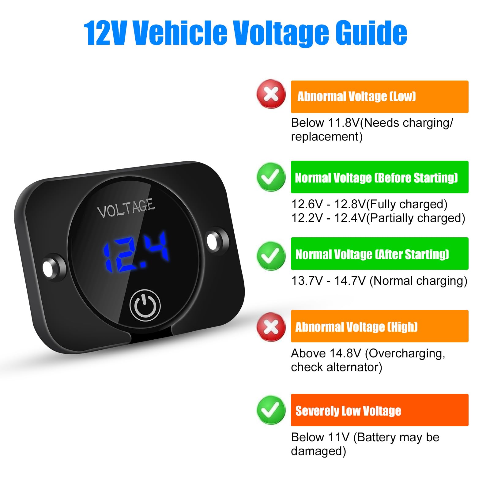 Linkstyle Battery Voltage Gauge touch-switch operation enabling mode toggle