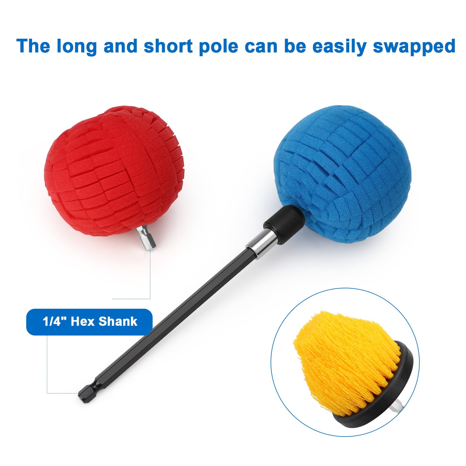 Linkstyle yellow cleaning brush pre-cleans surfaces before polishing.