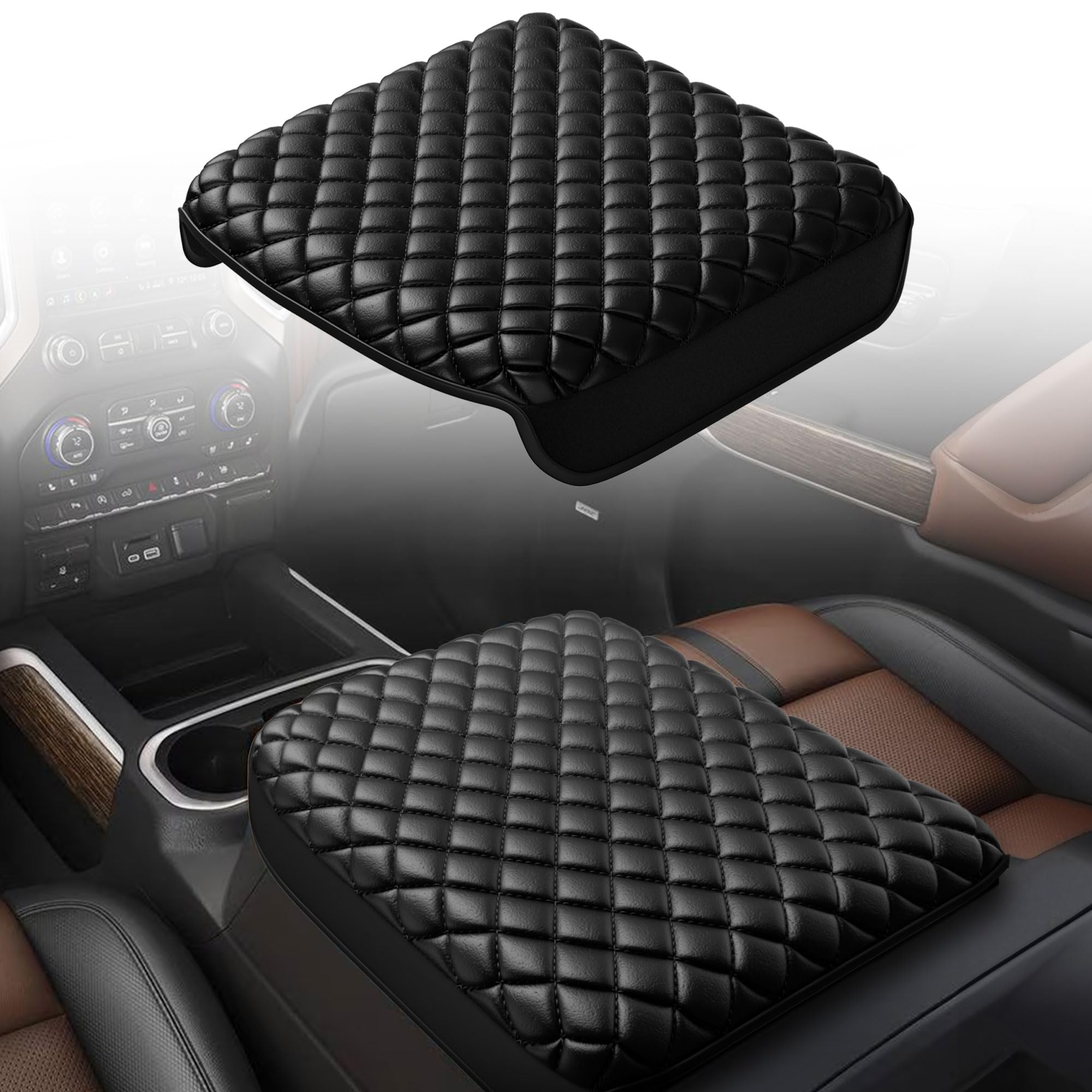 LINOAH center console cover on Chevy Silverado showing precise fit and anti-scratch protection.