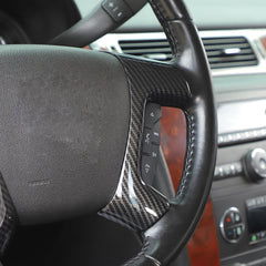 Linskip steering wheel cover on Tahoe/Traverse for improved grip and modern look.