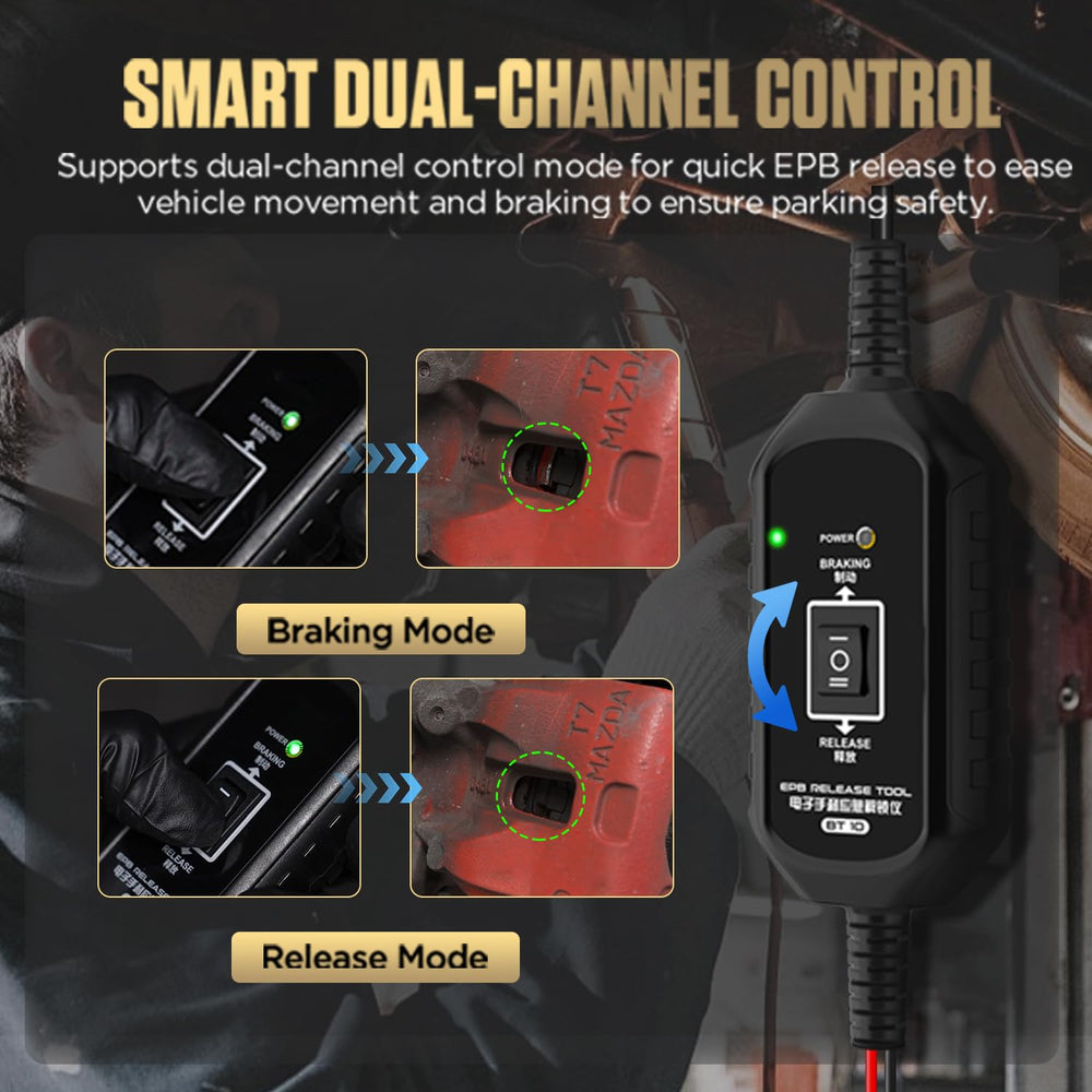 LINXINO BT10 forward-release and reverse-brake operation with safety cues.