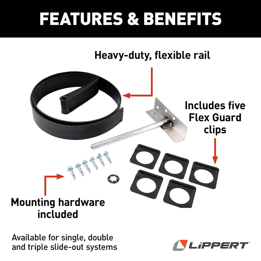 Lippert 1346271 Flex Guard extension position shows straight alignment during extension.