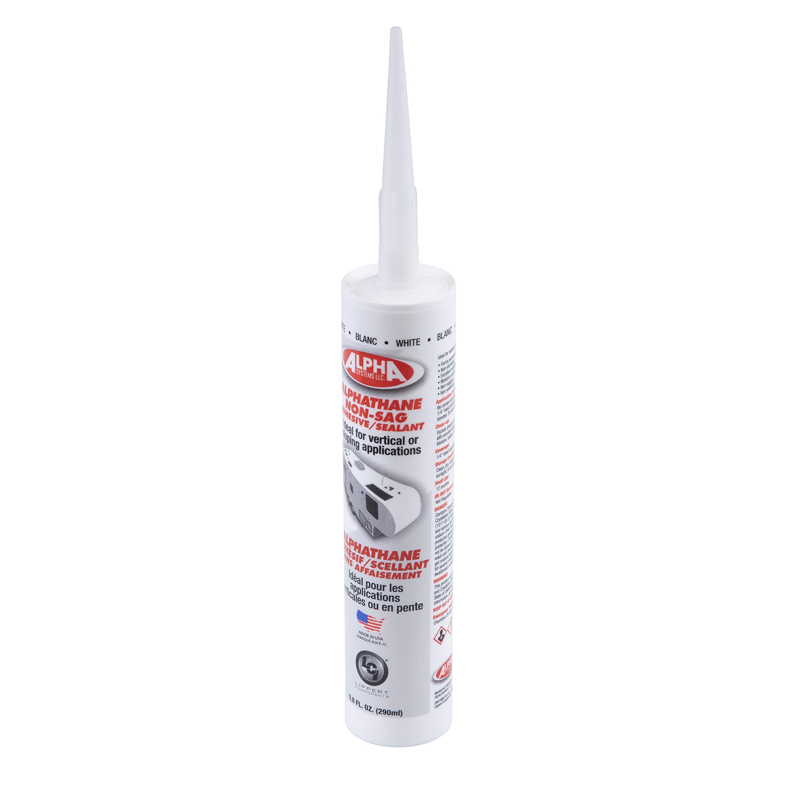 Lippert Components 5160 Alphathane sealant tube for RVs with strong adhesion.