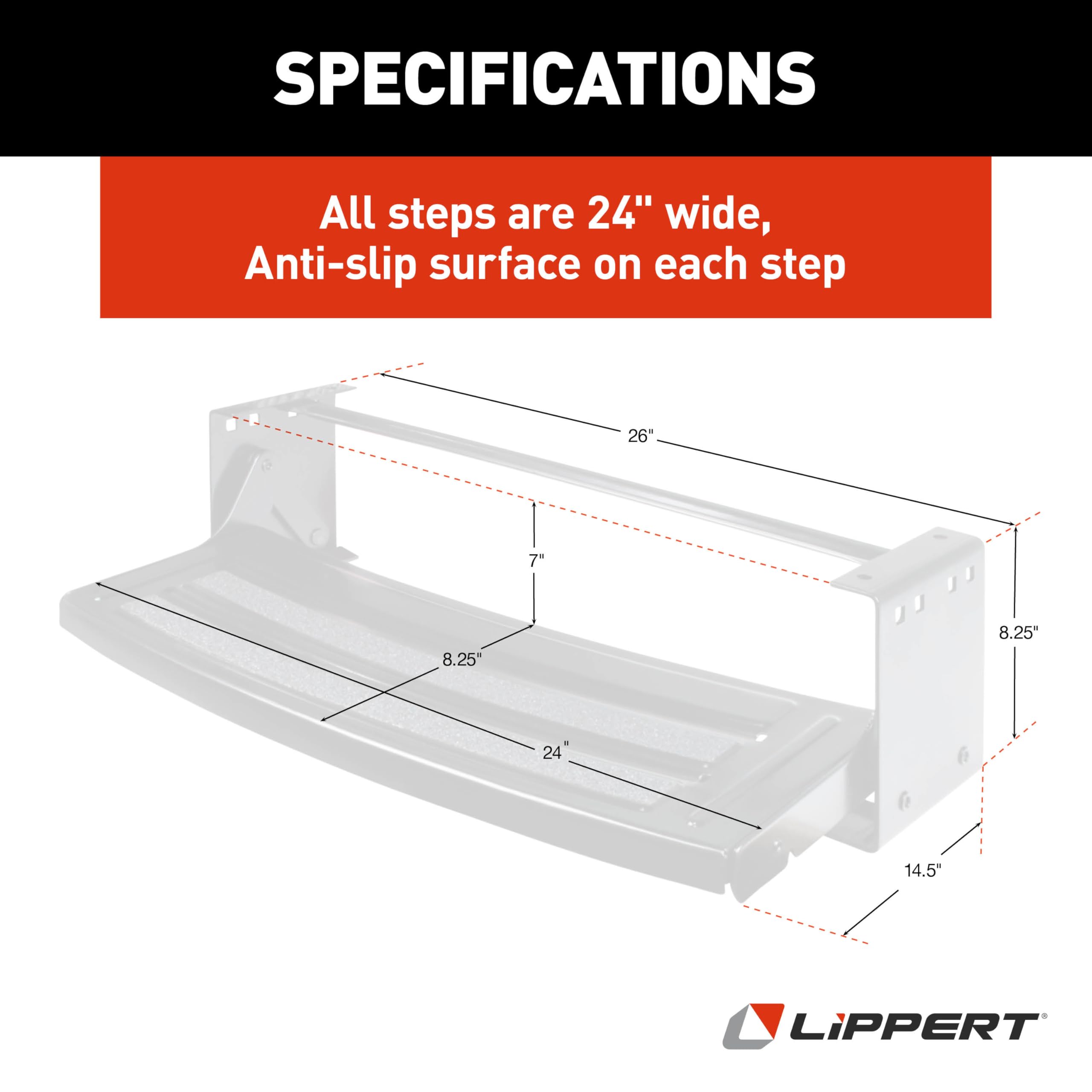 Lippert Radius 24 anti-slip-tape detail emphasizes safety traction