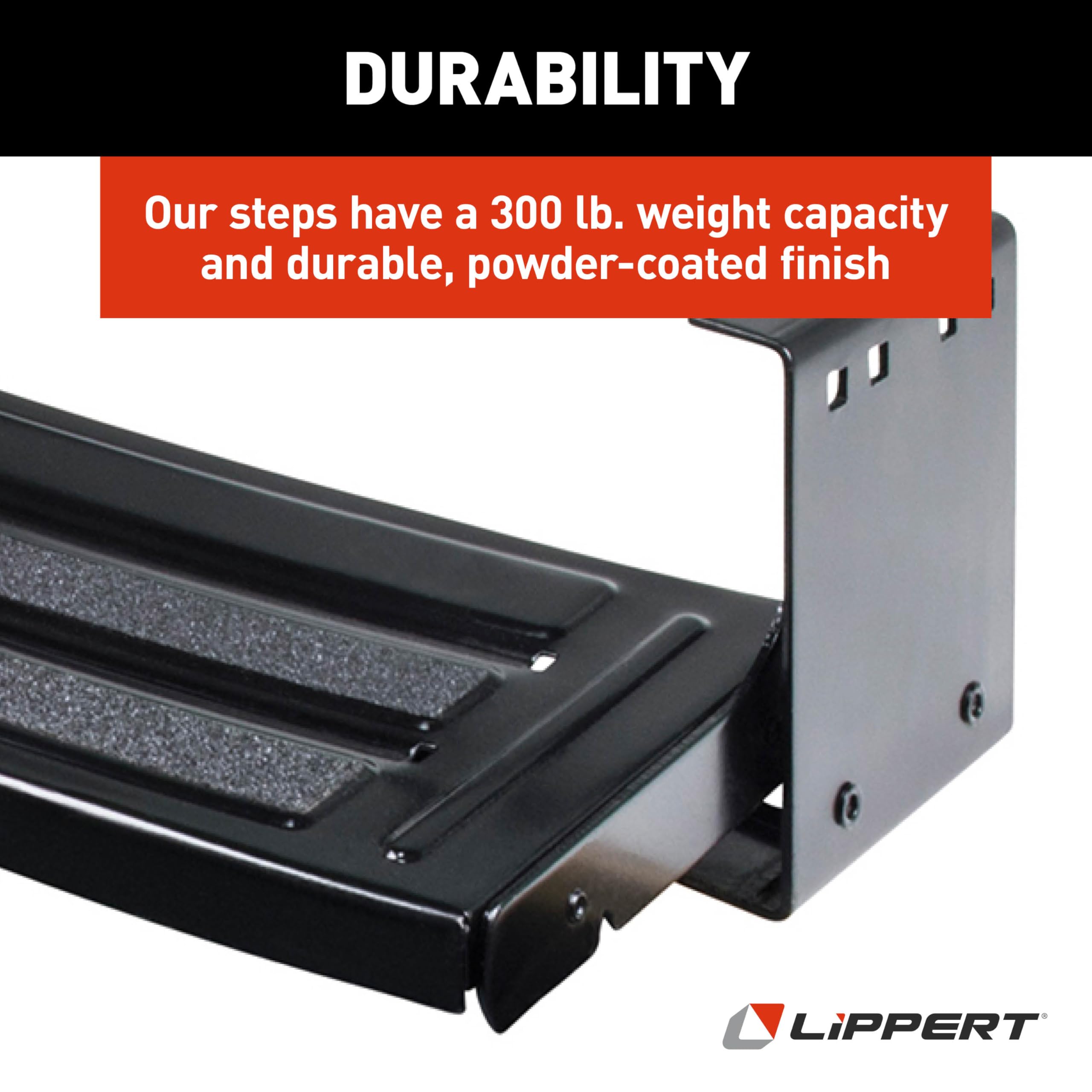 Lippert Radius 24 black powder coat finish resists outdoor wear