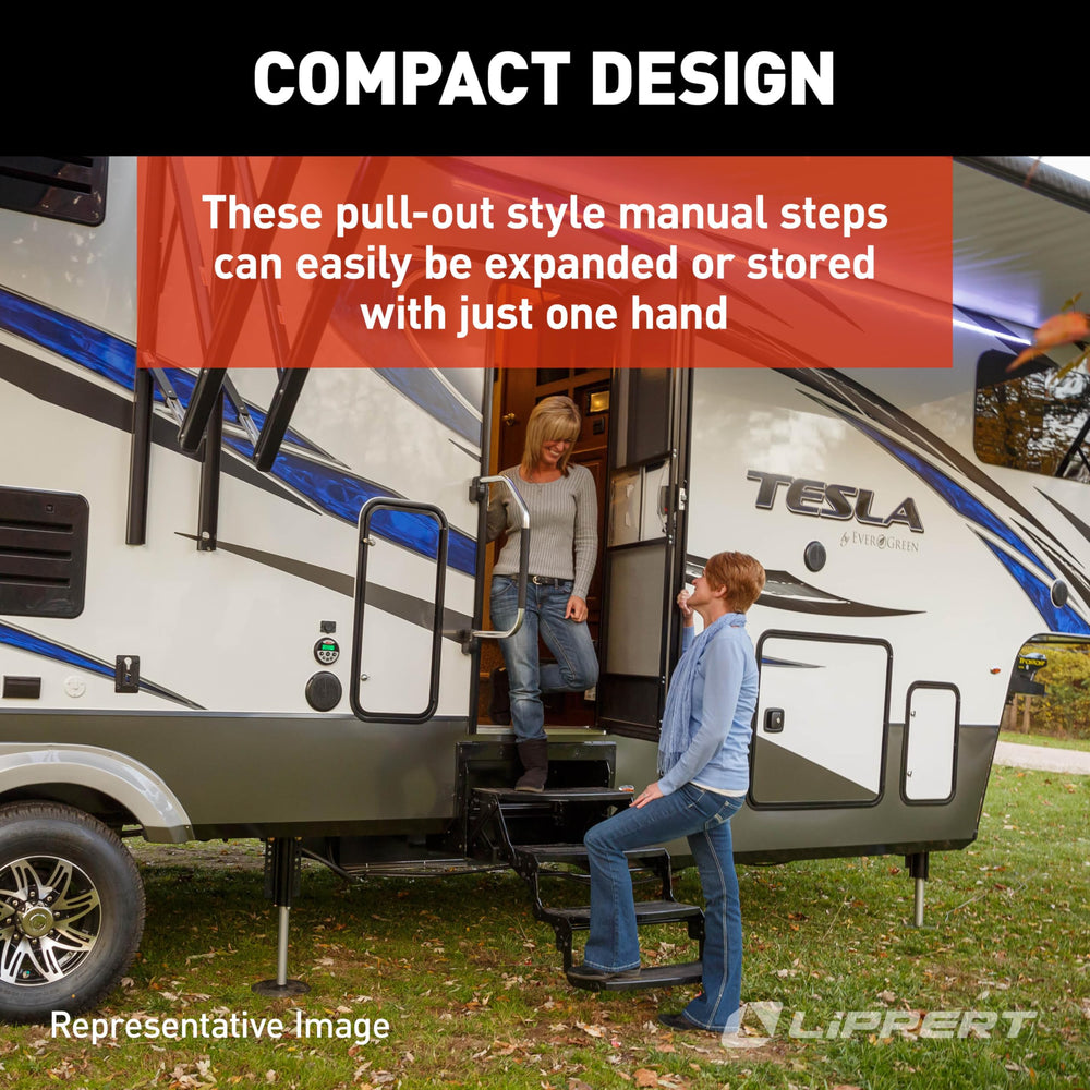 Lippert Radius 24 collapse detail shows seamless one-hand extension
