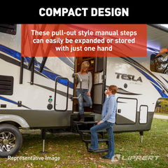 Lippert Radius 24 collapse detail shows seamless one-hand extension