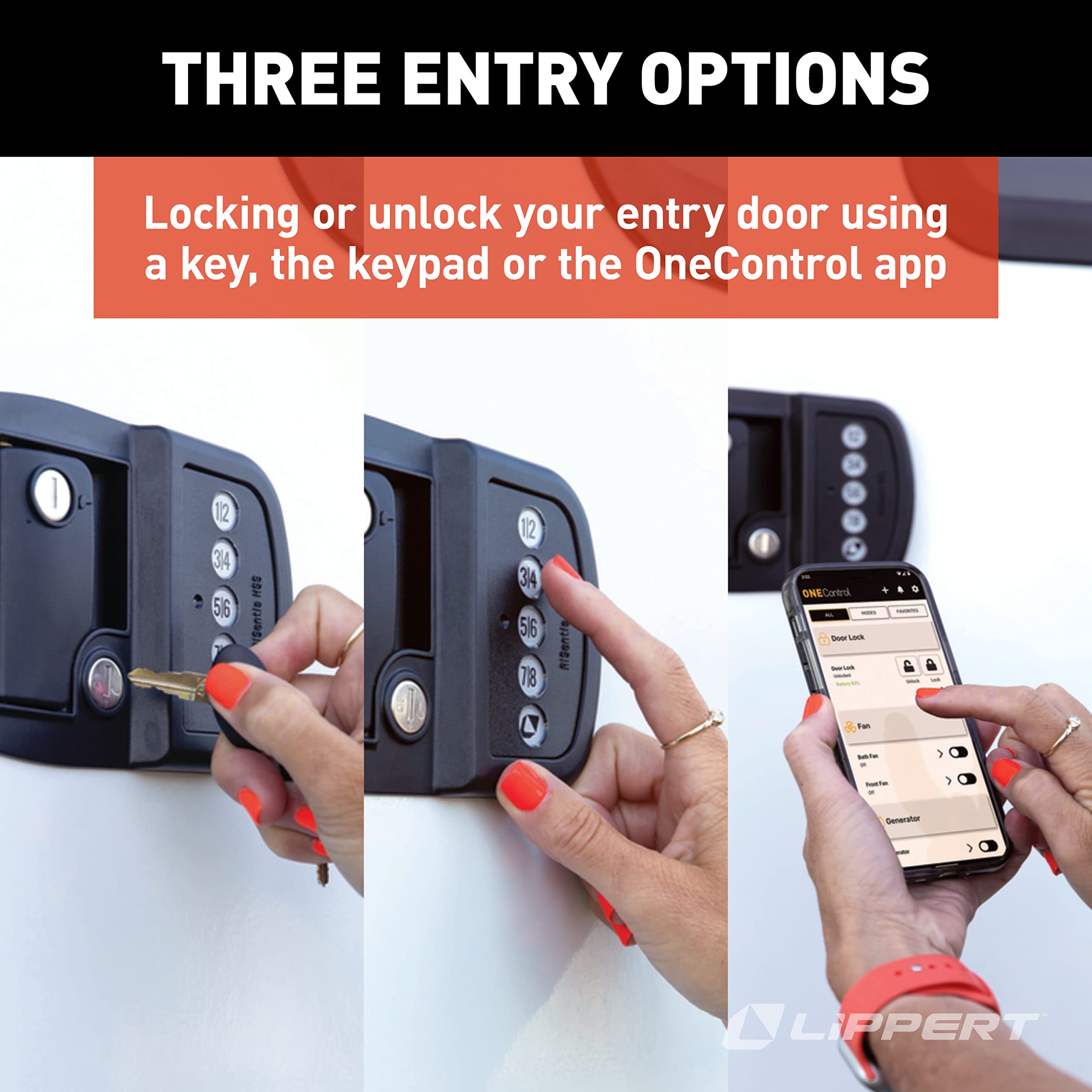 Illuminated keypad on the lock enabling night-entry