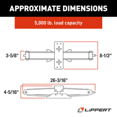 Lippert manual RV scissor jack 5k 24 extended base for stable setup and storage.