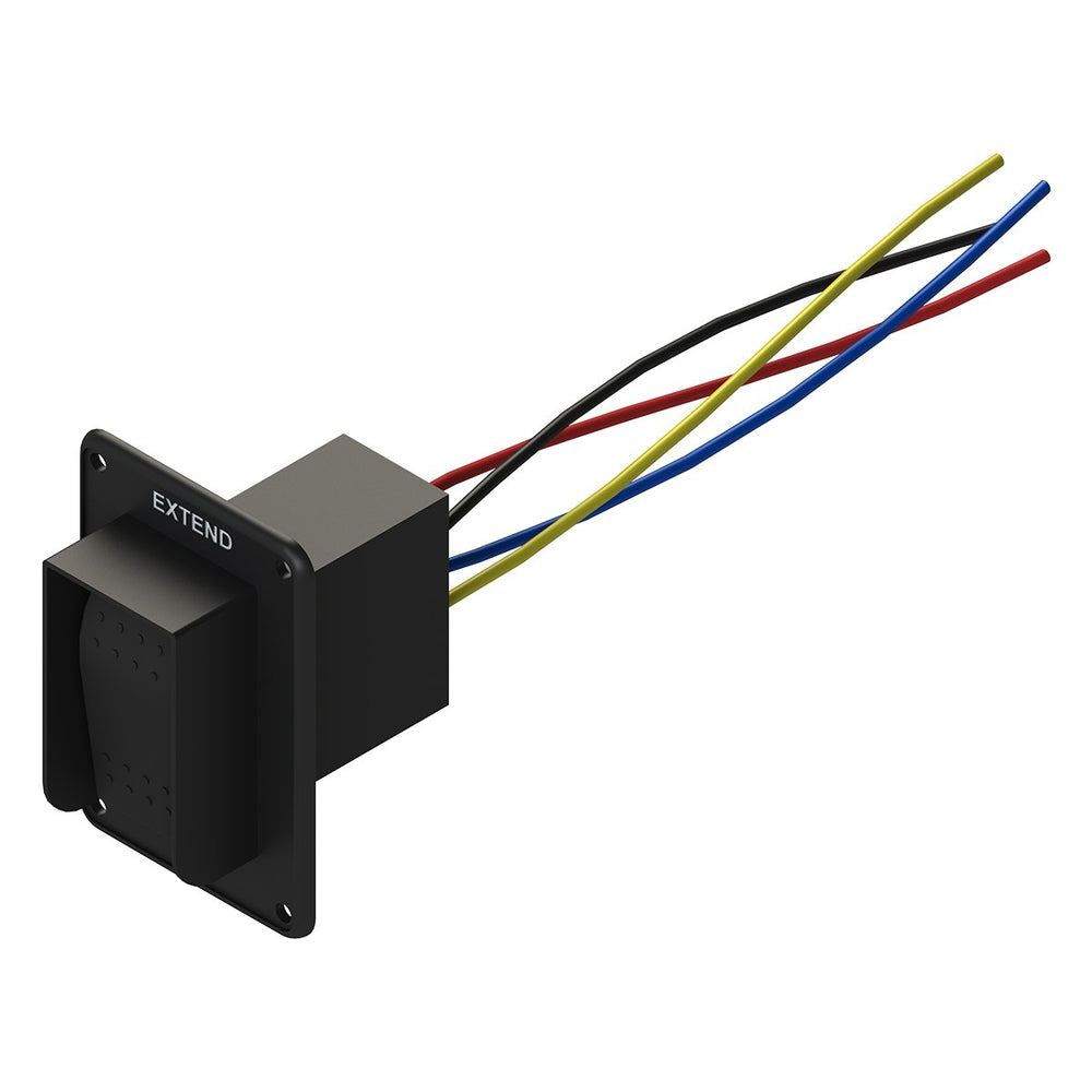 Rugged Lippert power stabilizer switch housing designed for tough outdoor use.