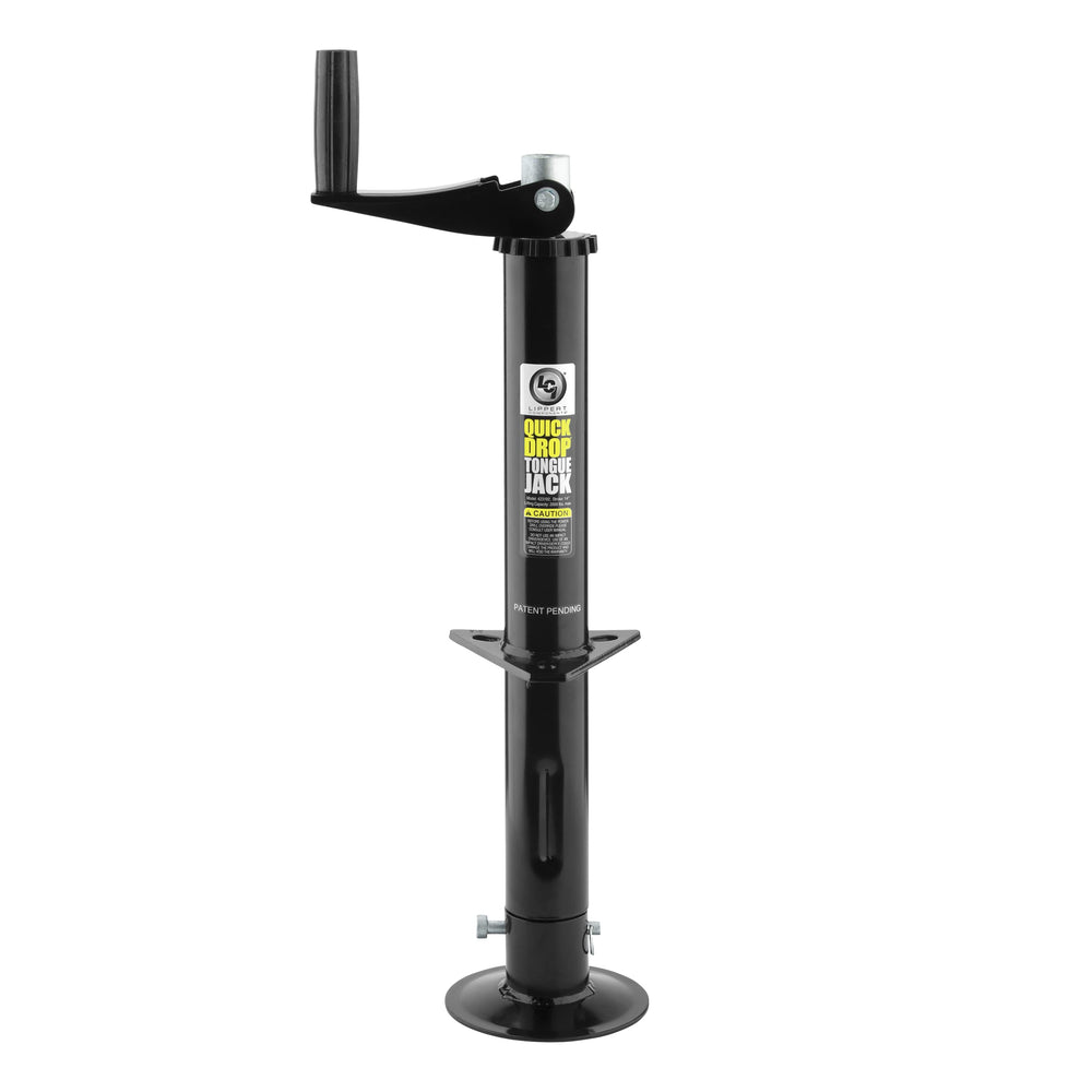 Lippert Quick Drop tongue jack top crank for easy manual operation on A-frame trailers