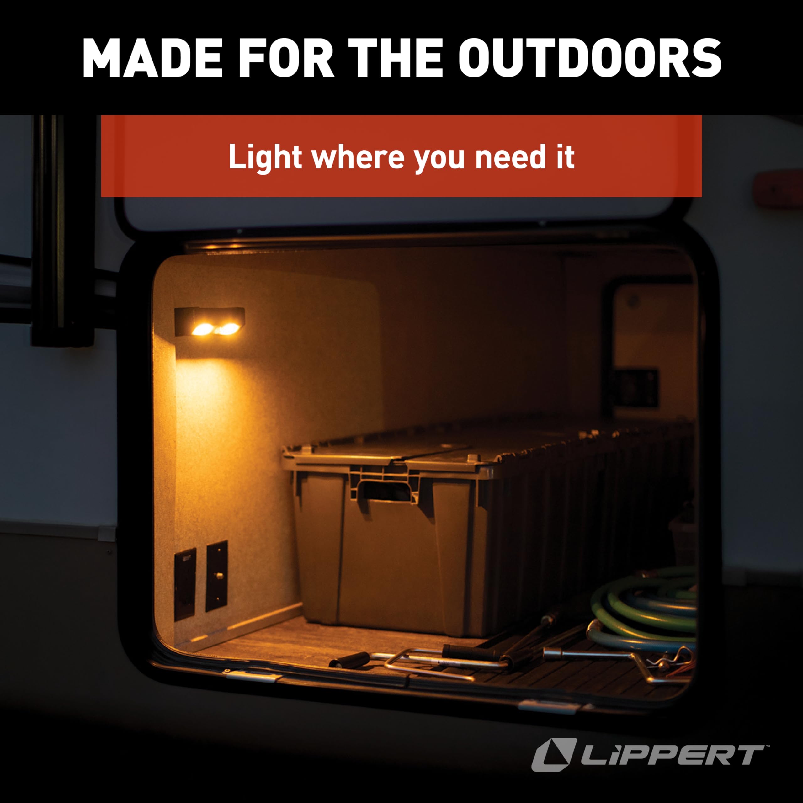 Lippert light is easy to install and remove for campsite use.