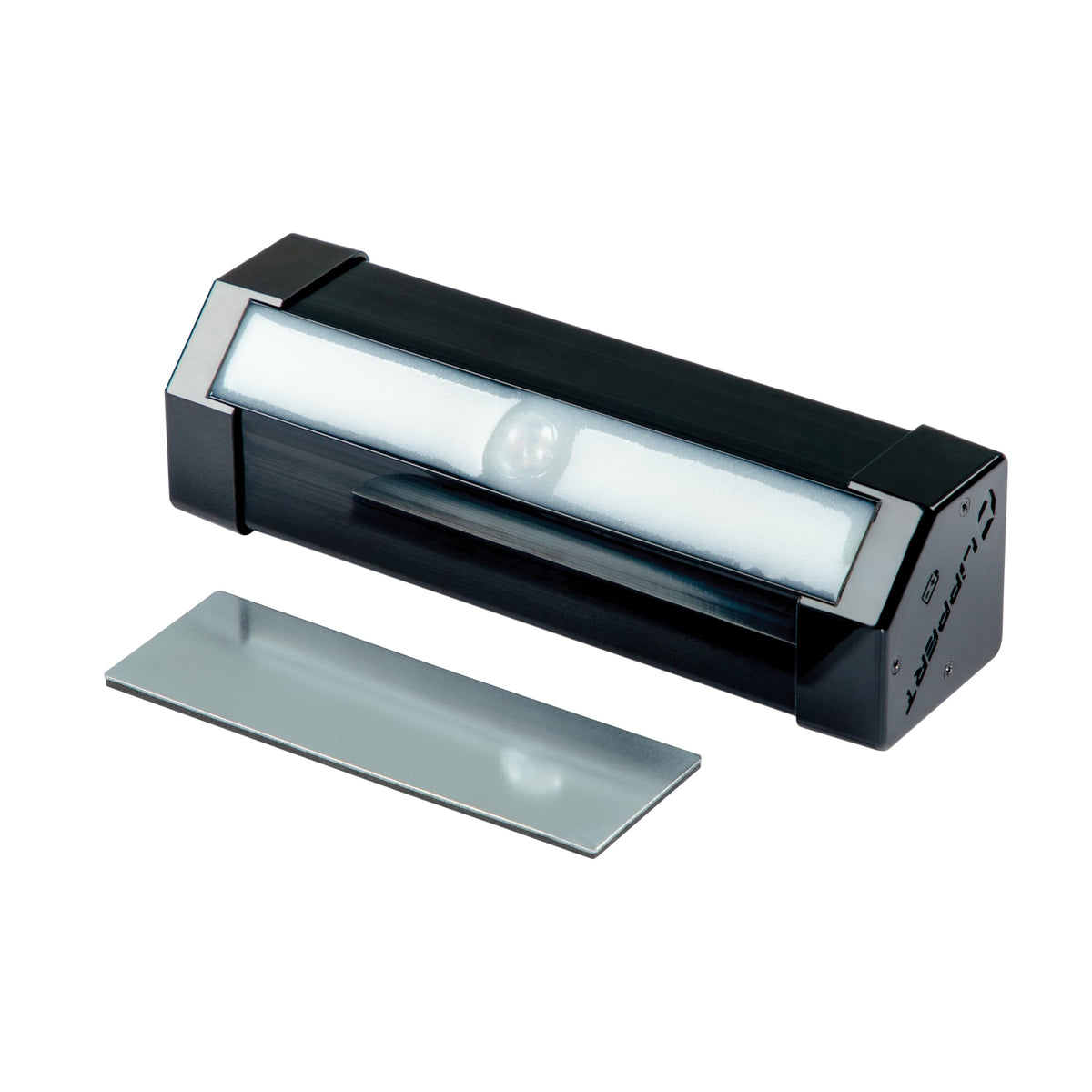 Lippert RV step light with magnets attaches quickly to stairs for easy setup.